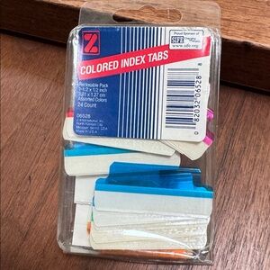 Z International Inc COLORED INDEX TABS ASSORTED COLORS SET 20 MADE IN USA 06528